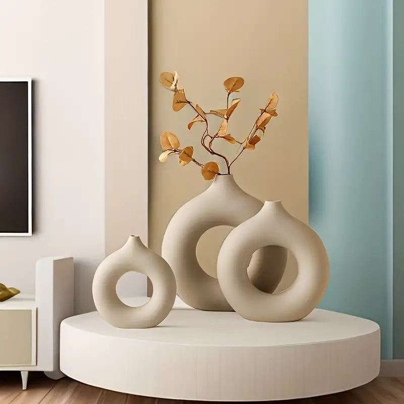 Modern Round Glass Vase Calm Elegant Home Decor Centerpiece