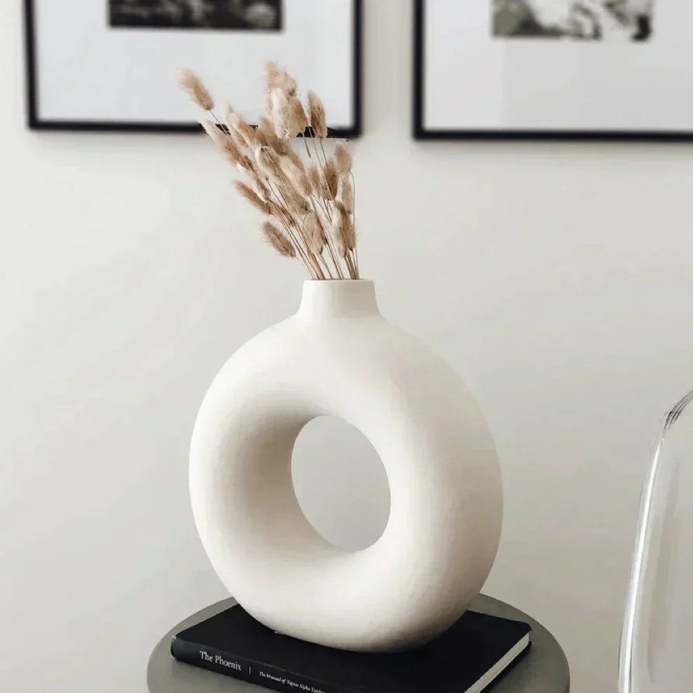 Modern Round Glass Vase Calm Elegant Home Decor Centerpiece