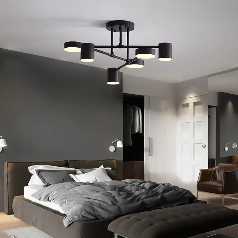Modern Six Light Ceiling Fixture Adjustable Lighting for Living Room Kitchen