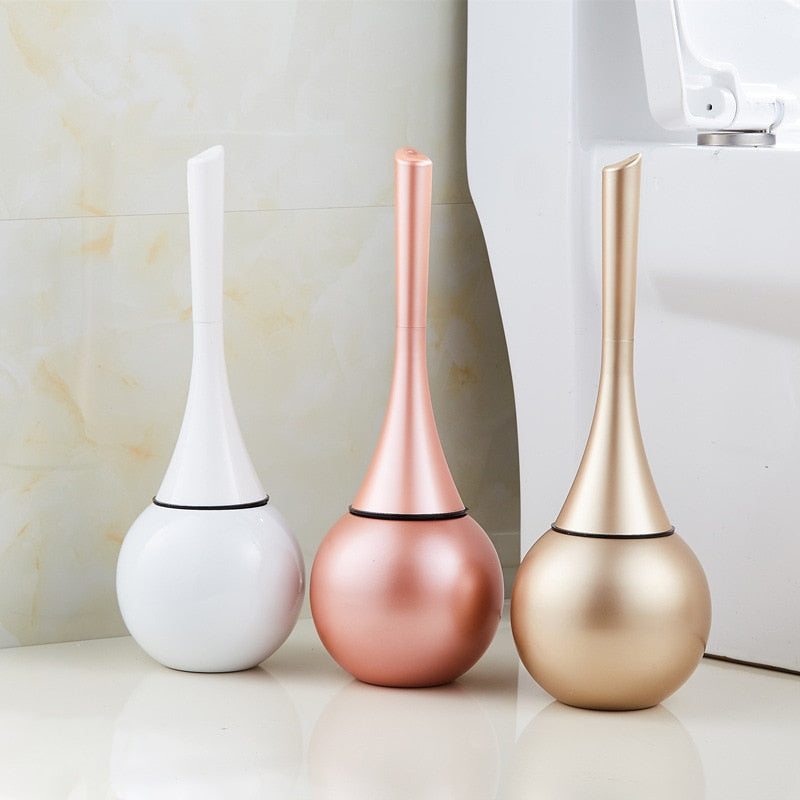 Modern Splash Guard Toilet Brush Set Compact Holder Bathroom Cleaner