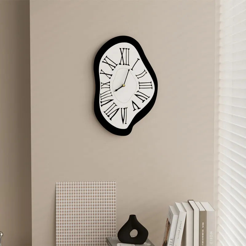 Modern Surreal Wall Clock Roman Numeral Artistic Wall Decor Clock for Living Room Bedroom Office Home