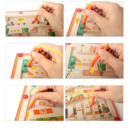 Montessori Numbers and Colors Maze Board for Kids Logic Learning and Fine Motor Skills
