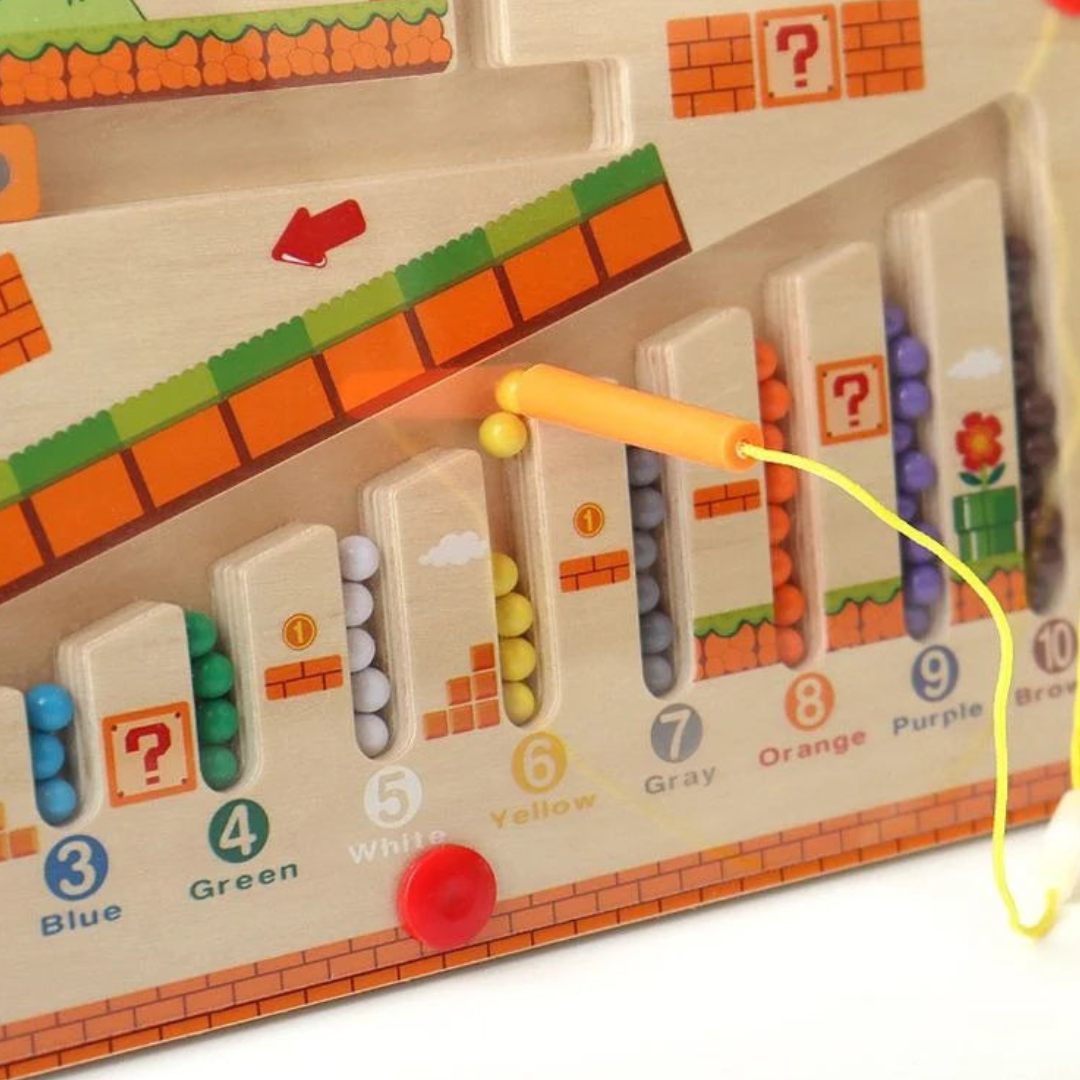 Montessori Numbers and Colors Maze Board for Kids Logic Learning and Fine Motor Skills