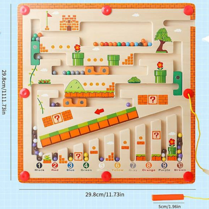Montessori Numbers and Colors Maze Board for Kids Logic Learning and Fine Motor Skills