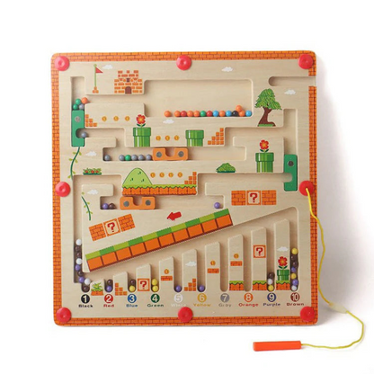 Montessori Numbers and Colors Maze Board for Kids Logic Learning and Fine Motor Skills