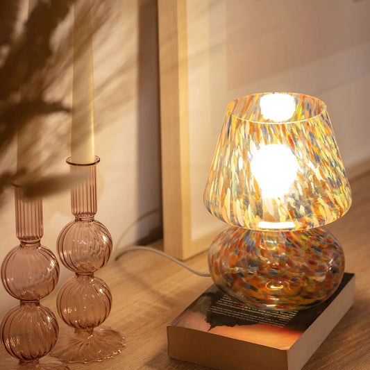 Multicolor Glass Table Lamp Decorative Ambient Bedside Lamp Artistic Modern Home Lighting