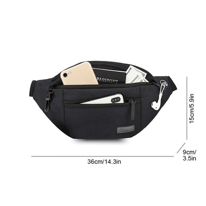 Multifunction Crossbody Waist Bag with Zipper Pockets Adjustable Strap Belt Bag