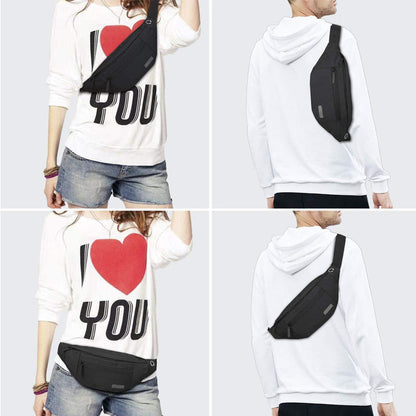 Multifunction Crossbody Waist Bag with Zipper Pockets Adjustable Strap Belt Bag