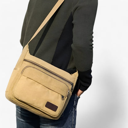 Multifunctional Canvas Shoulder Bag for Men Large Capacity Everyday Carry