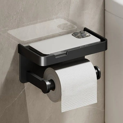 Multifunctional Toilet Paper Holder Bathroom Organizer Wall Mount Storage Shelf