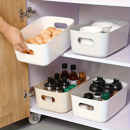Multipurpose Storage Organizer Bins with Handles Set of 4 Plastic Home Organization Boxes