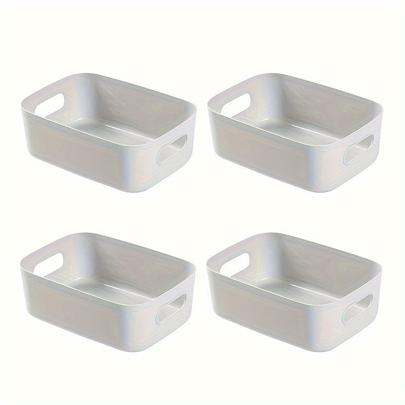 Multipurpose Storage Organizer Bins with Handles Set of 4 Plastic Home Organization Boxes