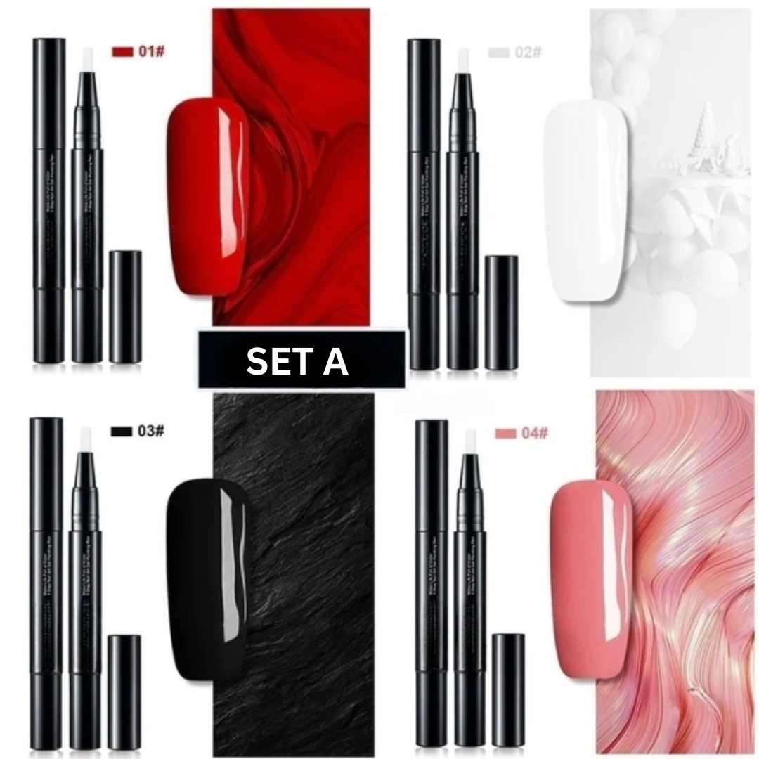 Nail Art Gel Polish Pen with Precision Brush and Glossy Finish