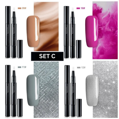 Nail Art Gel Polish Pen with Precision Brush and Glossy Finish