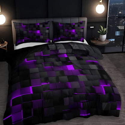Set copripiumino geometrico neon con due federe