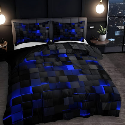Set copripiumino geometrico neon con due federe