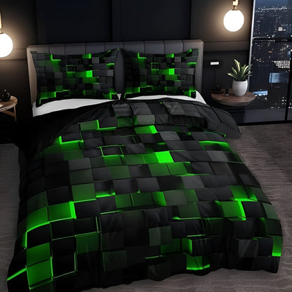 Set copripiumino geometrico neon con due federe