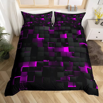 Set copripiumino geometrico neon con due federe