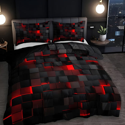 Set copripiumino geometrico neon con due federe