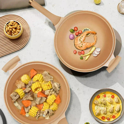 Nonstick Wok Pan with Steamer Basket Multifunction Wok Pan for Gas Induction Electric Stove