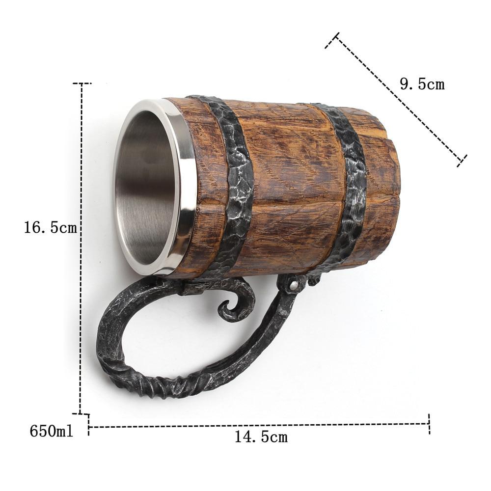 Nordic Style Tavern Mug Double Wall Insulated Drinking Cup Norse Inspired Design