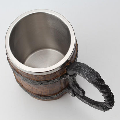 Nordic Style Tavern Mug Double Wall Insulated Drinking Cup Norse Inspired Design