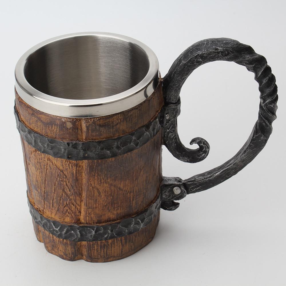 Nordic Style Tavern Mug Double Wall Insulated Drinking Cup Norse Inspired Design