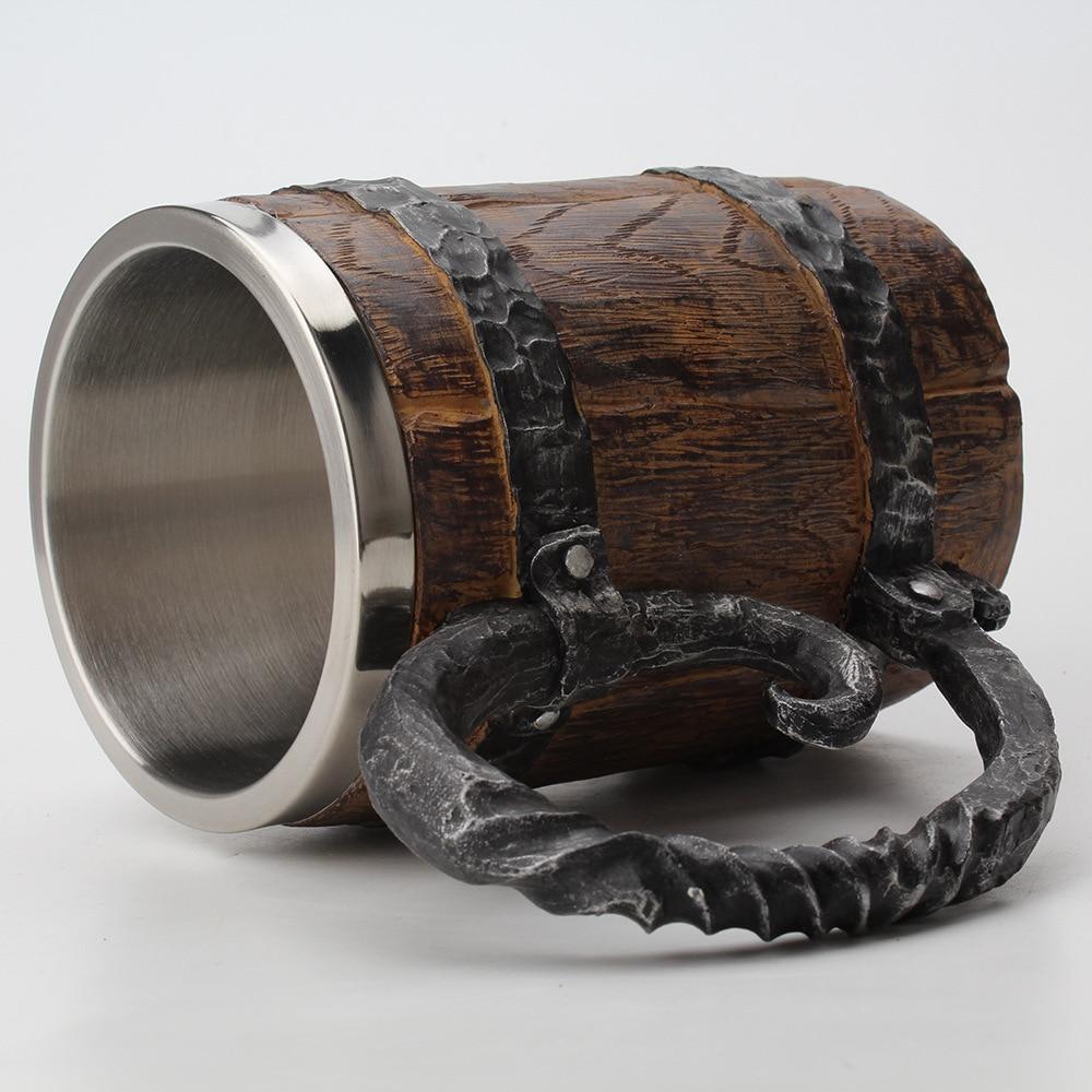 Nordic Style Tavern Mug Double Wall Insulated Drinking Cup Norse Inspired Design