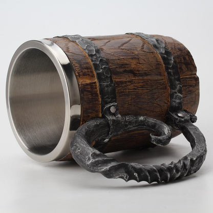 Nordic Style Tavern Mug Double Wall Insulated Drinking Cup Norse Inspired Design