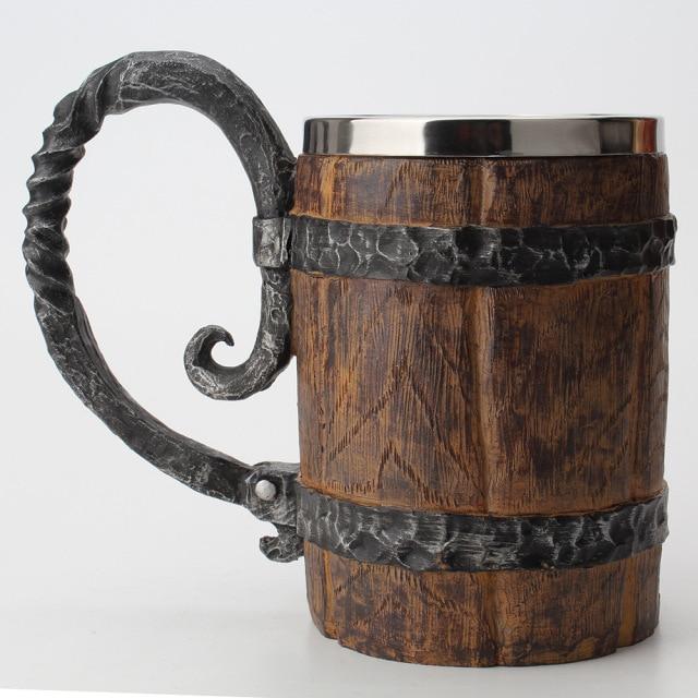 Nordic Style Tavern Mug Double Wall Insulated Drinking Cup Norse Inspired Design