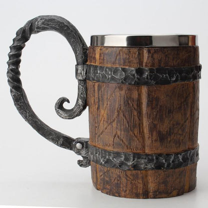 Nordic Style Tavern Mug Double Wall Insulated Drinking Cup Norse Inspired Design