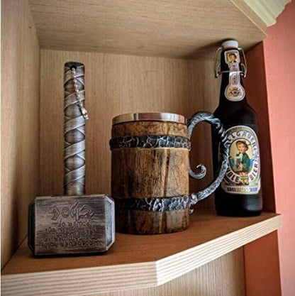 Nordic Style Tavern Mug Double Wall Insulated Drinking Cup Norse Inspired Design