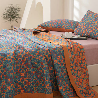 Orange & Blue Six Layer Cotton Quilt Orange Blue Ethnic Pattern Bedding Duvet