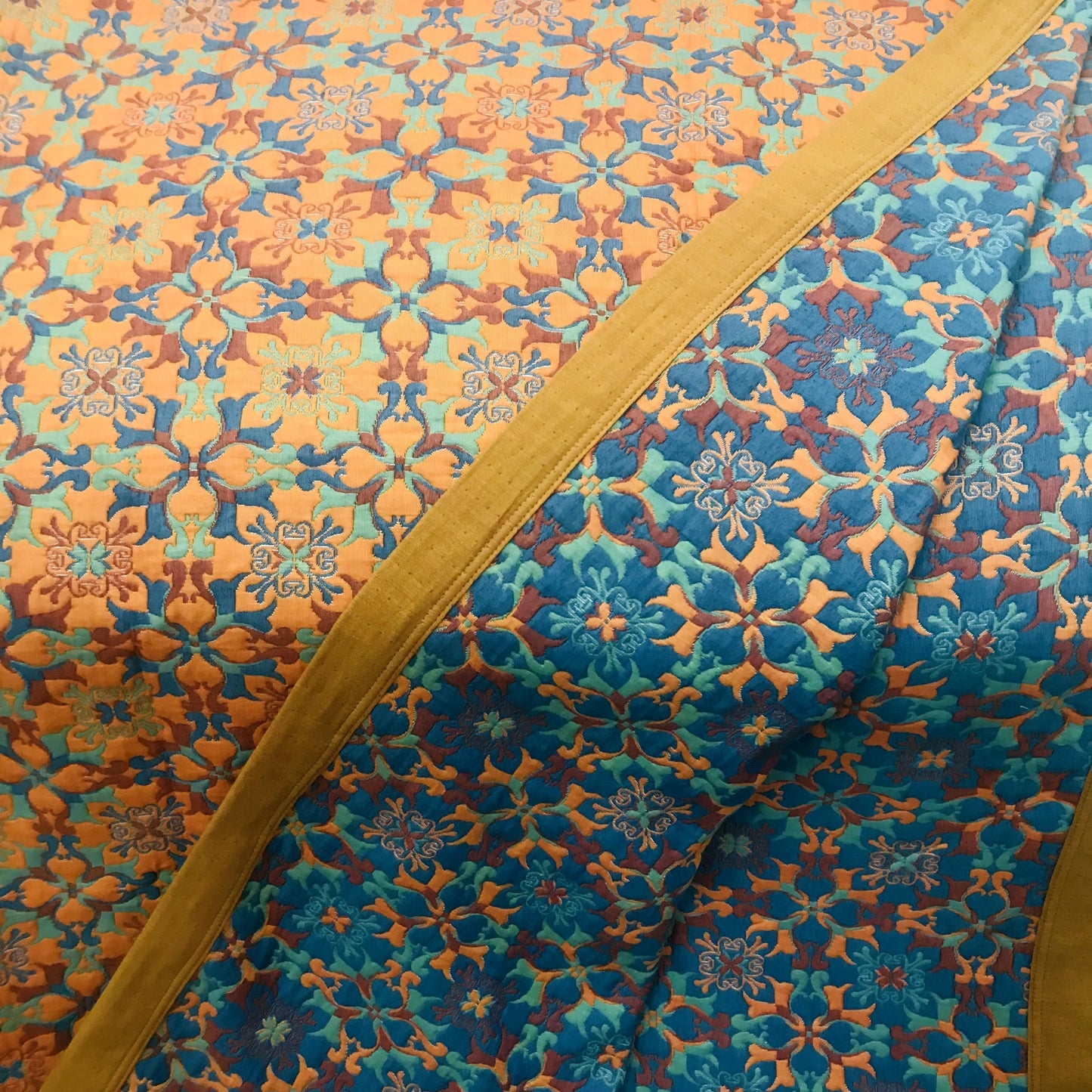 Orange & Blue Six Layer Cotton Quilt Orange Blue Ethnic Pattern Bedding Duvet