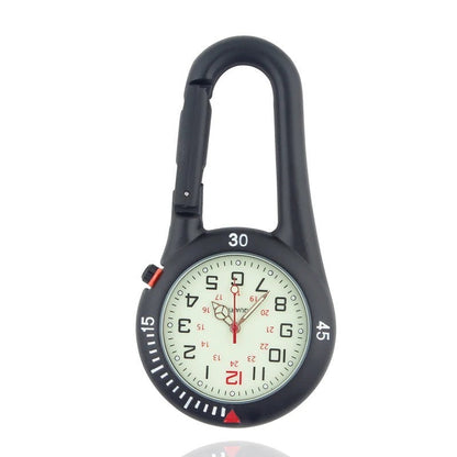 Outdoor Clip Watch Round Dial Carabiner Hook Portable Pocket Timepiece