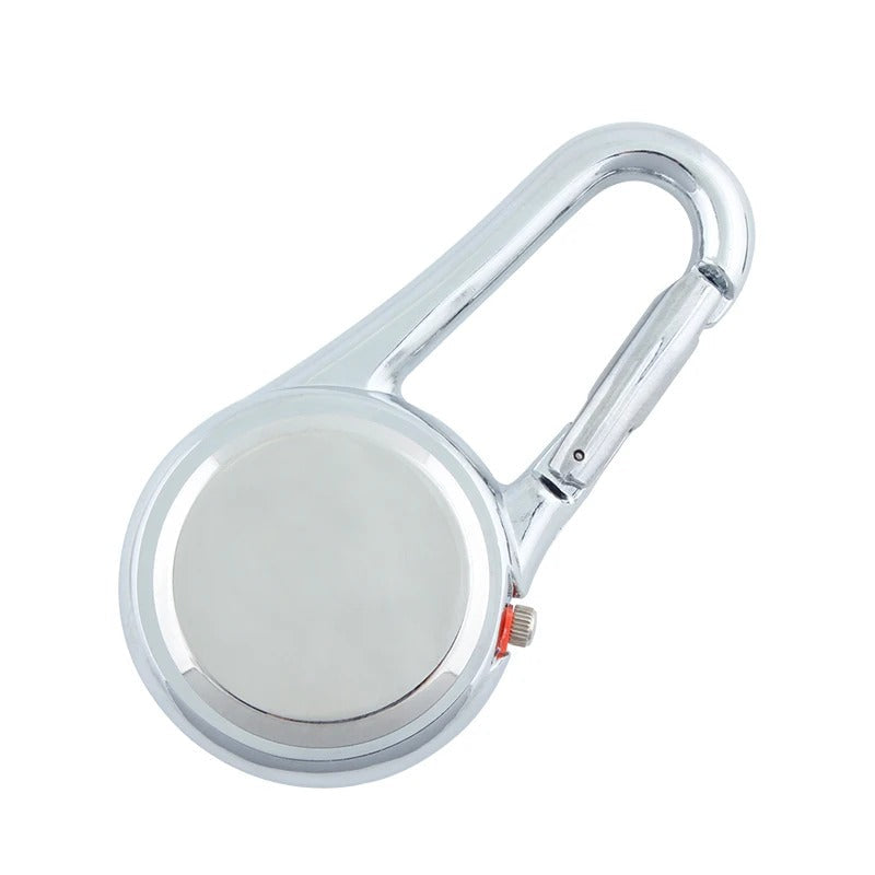 Outdoor Clip Watch Round Dial Carabiner Hook Portable Pocket Timepiece