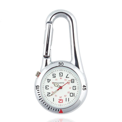Outdoor Clip Watch Round Dial Carabiner Hook Portable Pocket Timepiece