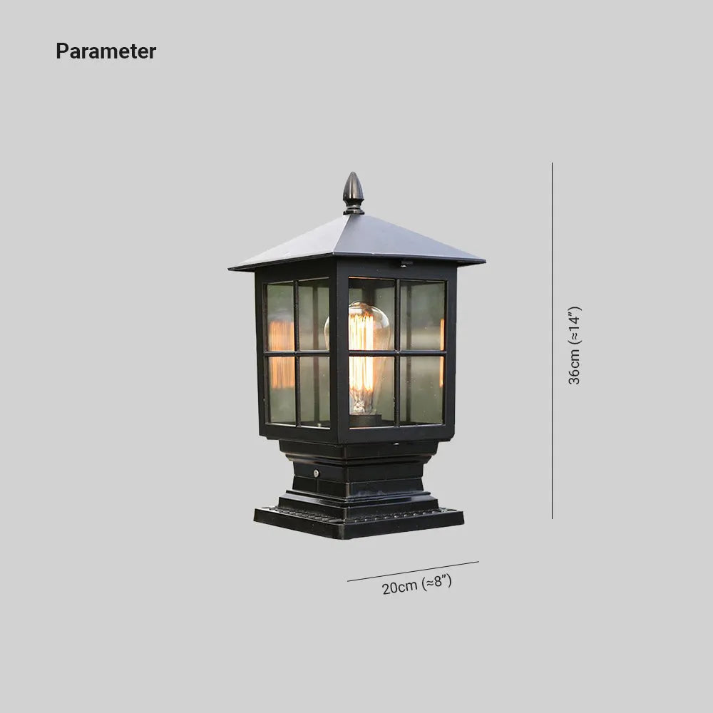 Udendørs loftslampe i lanterneform, E27, støbt aluminium og glas, til terrasse, indgang og veranda