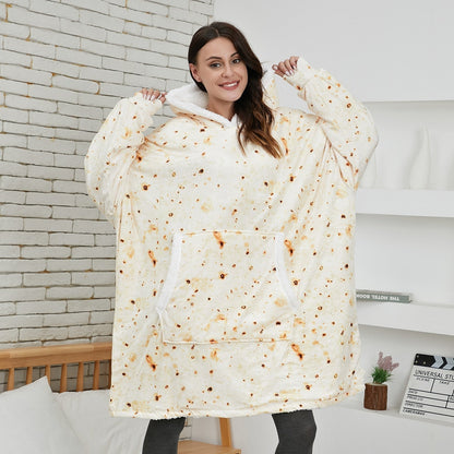 Oversized Hoodie Blanket Long Sleeve Warm Plush With Pockets