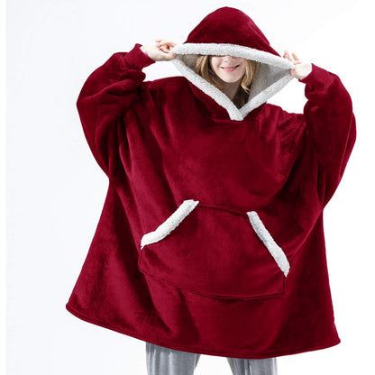 Oversized Hoodie Blanket Long Sleeve Warm Plush With Pockets