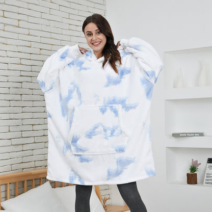 Oversized Hoodie Blanket Long Sleeve Warm Plush With Pockets