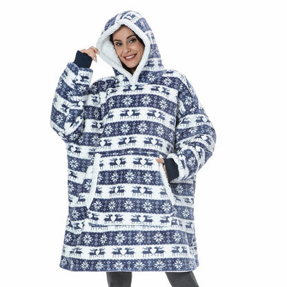 Oversized Hoodie Blanket Long Sleeve Warm Plush With Pockets