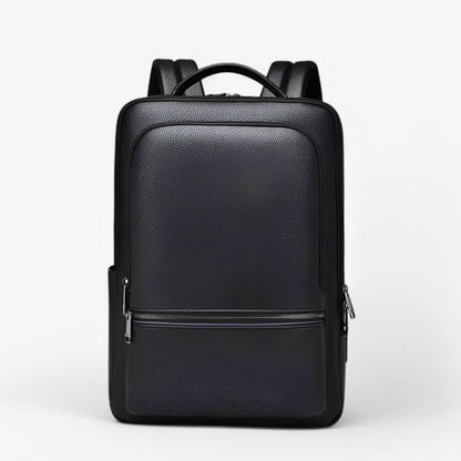 PU Leather Laptop Backpack USB Charging Travel Work Daily Carry 15.6 Inch Black