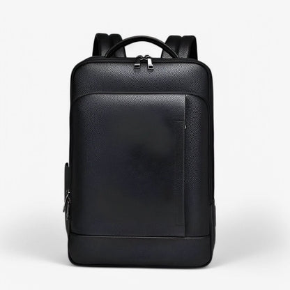 PU Leather Laptop Backpack USB Charging Travel Work Daily Carry 15.6 Inch Black