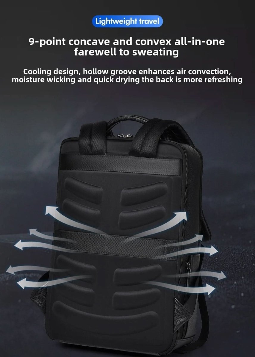 PU Leather Laptop Backpack USB Charging Travel Work Daily Carry 15.6 Inch Black