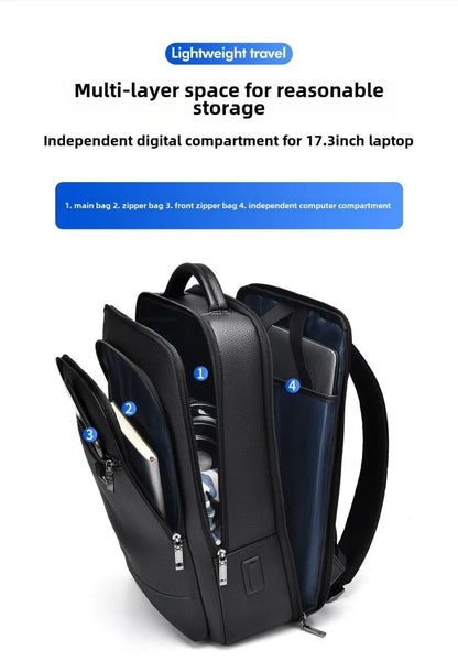 PU Leather Laptop Backpack USB Charging Travel Work Daily Carry 15.6 Inch Black