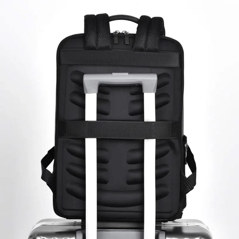 PU Leather Laptop Backpack USB Charging Travel Work Daily Carry 15.6 Inch Black
