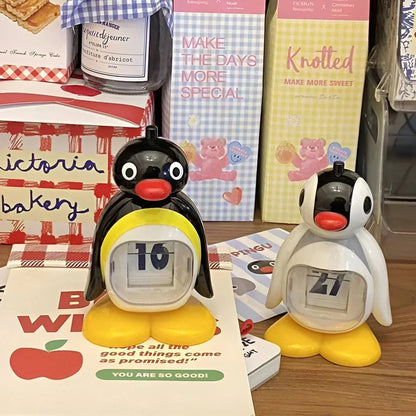 Penguin Perpetual Desk Calendar Flip Date Block Cute Office Home Decor