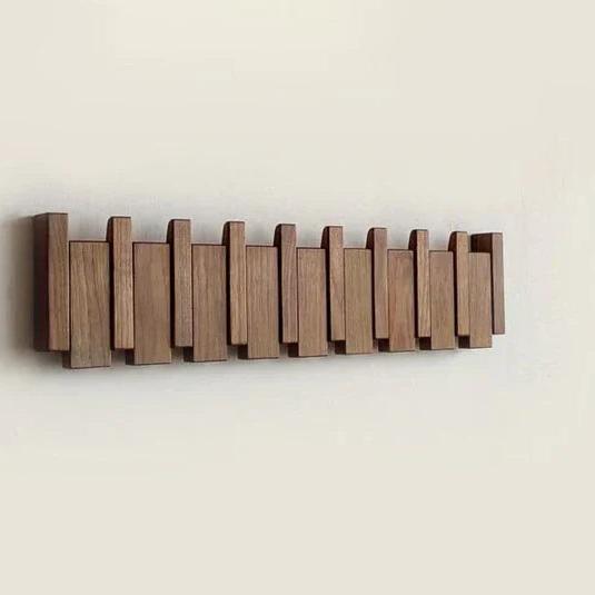 Piano Wall Coat Rack Wooden Wall Mounted Coat Hook Organizer with Multiple Hooks for Entryway Hallway Storage