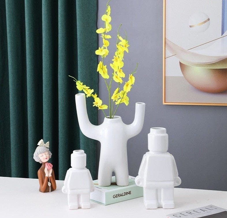 PixelGrow Robot Brick Plant Pots Playful Decorative Planters for Home and Office